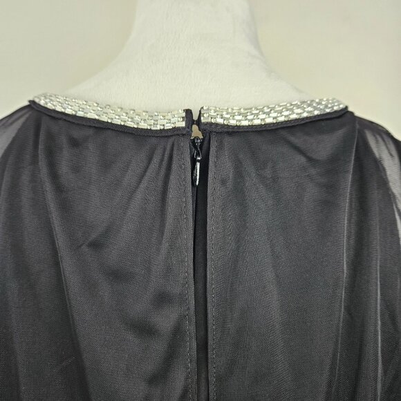 R&M Richards Womens Elegant Dress Plus 20W Black Sheer Capelet Evening Cocktail - Picture 9 of 16